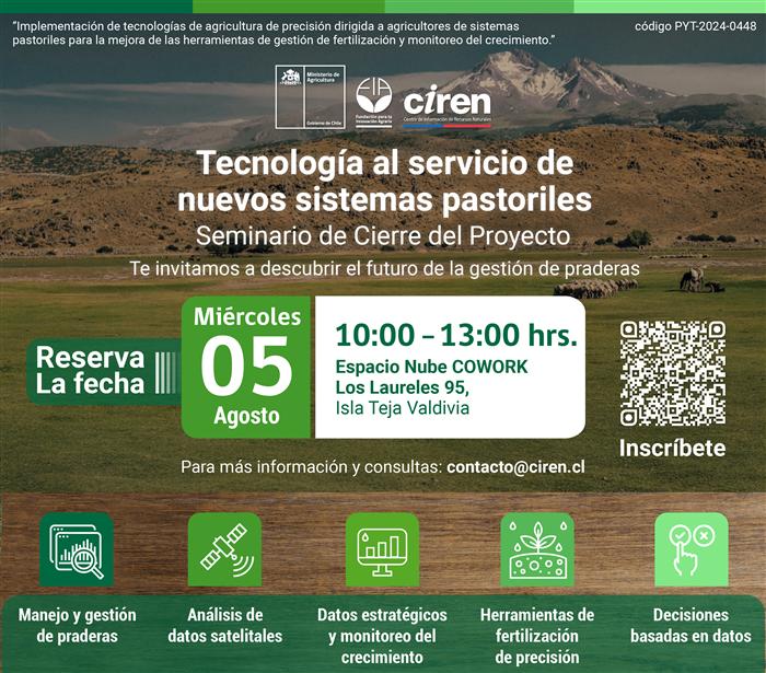 Afiche del seminario Tecnología para nuevos sistemas pastoriles